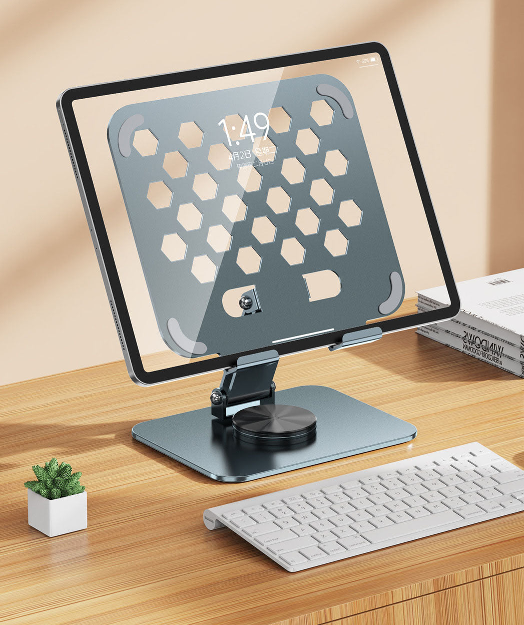 Tablet stand 360 degree rotating folding all metal live streaming learning iPad universal stand for tablets and smartphones