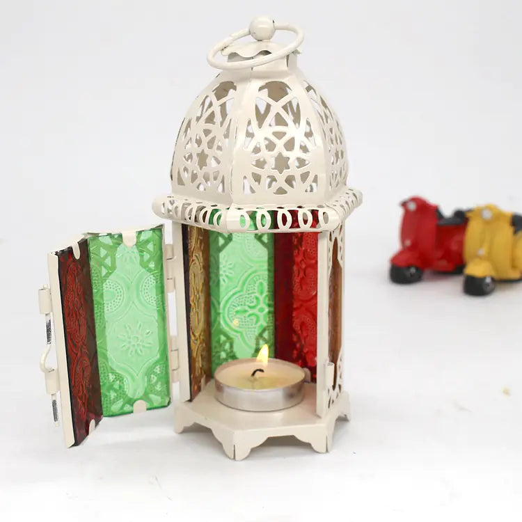 Classic Lantern Candle Holder with Iron and Glass