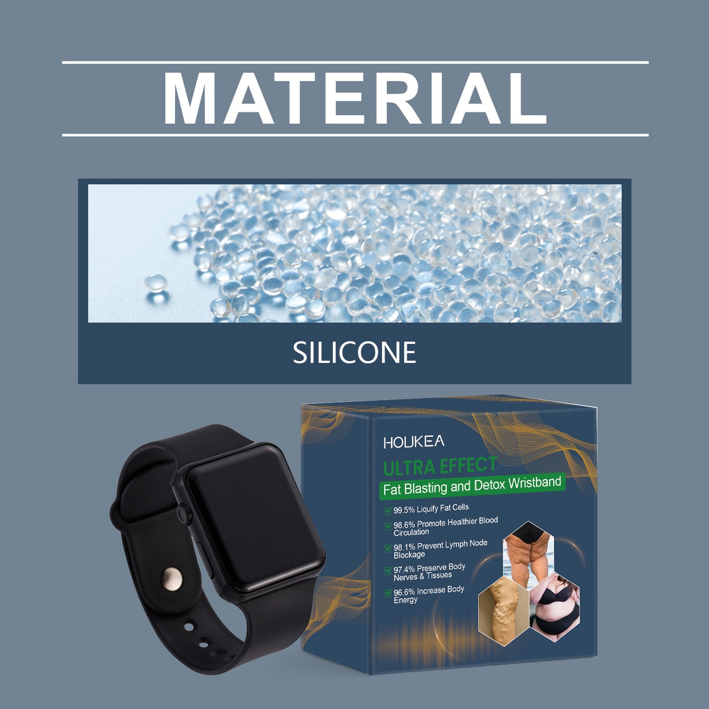 Houkea Body Care Watch Daily Lightweight Care Bracelet Unisex Fashion Personality Silicone Watch
