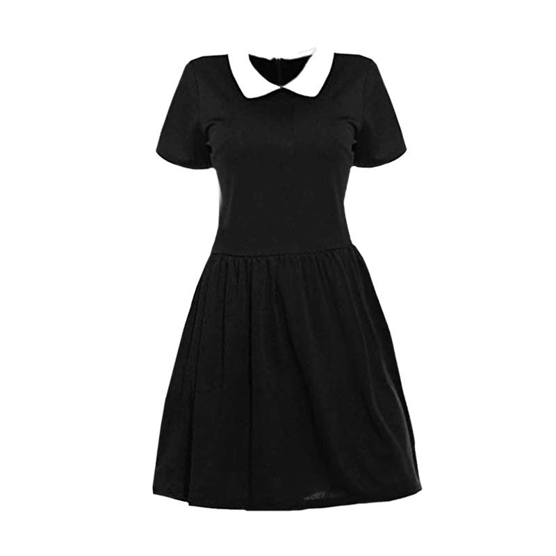 Color: Short Sleeve Dress, Size: XS - Halloween Wednesday Black Dress Cosplay