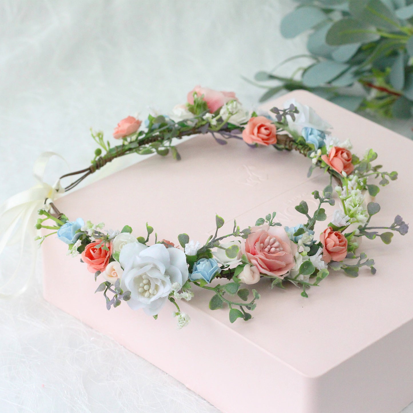 Bridal Wreath Handmade Fabric Rose Colorful Hair Strap Scenic Area Travel Photography Holiday Children's Headaccessory