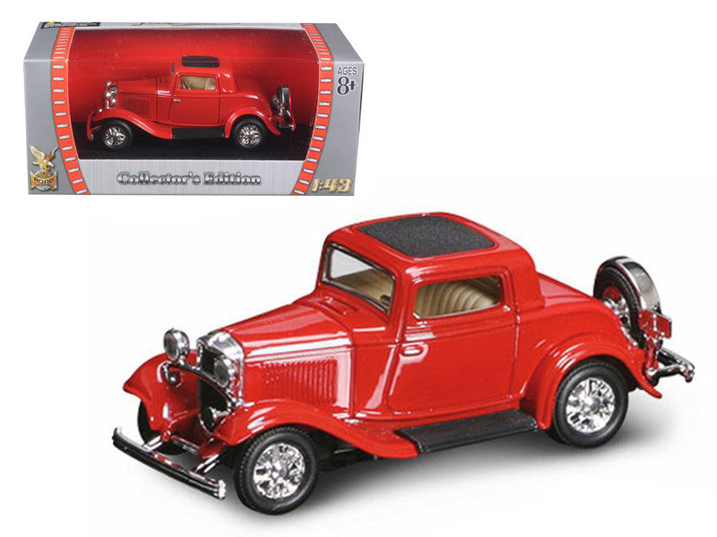 1932 Ford 3-Window Coupe Red 1/43 Diecast Model Car by Road Signature-0