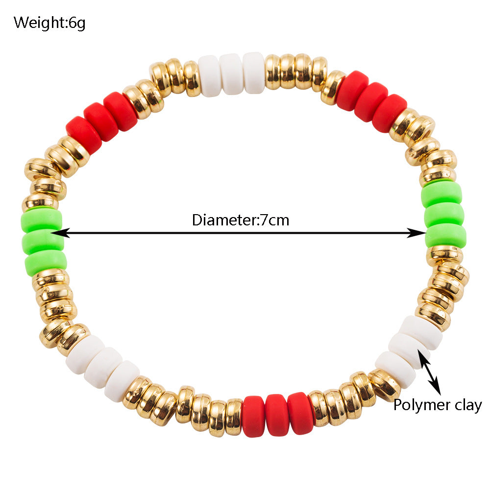 Christmas Bracelet Set Alloy Elk Bell Accessories Fashionable and Colorful Soft Ceramic Bracelet for Women