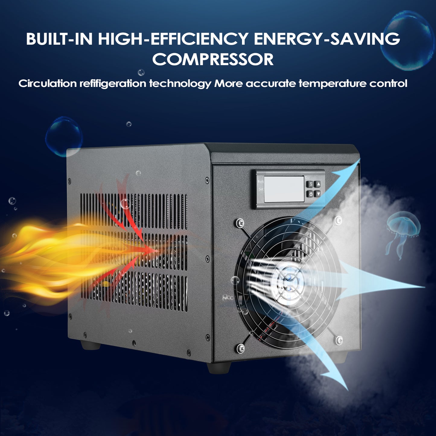 0-100℃ Aquarium Water Chiller 55L Fish Tank Cooler System Temperature Setting Device Constant For Fish Shrimp Breeding Tool