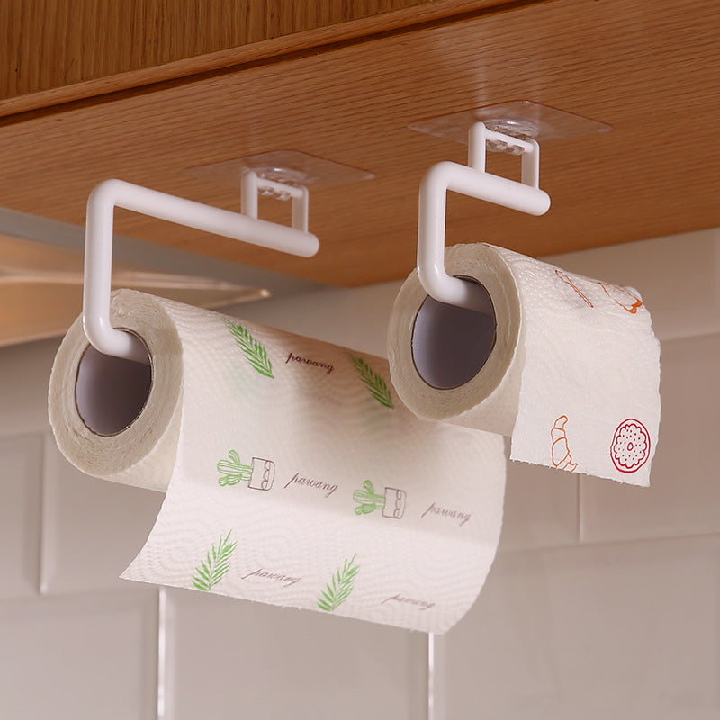 Punch-Free Kitchen Special Paper Towel Rack Roll Paper Rack Hanger Plastic Wrap Storage Rack Toilet Paper Hook Rag Holder