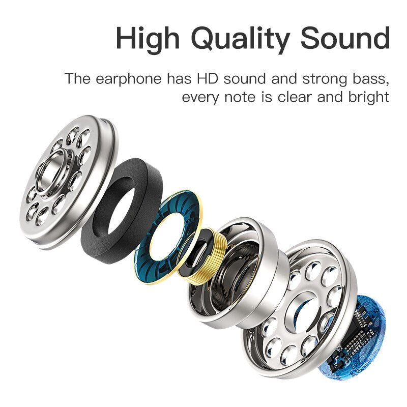 KUULAA Earphones with Microphone Wired Earbuds in Ear Deep Bass 3.5mm Jack for iPhone 6 5 Xiaomi Samsung Huawei Fone De ouvido