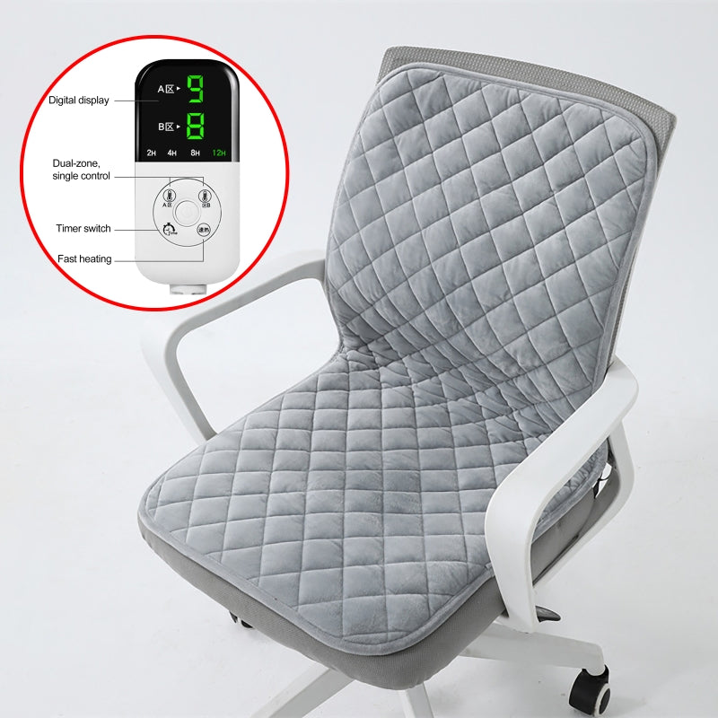 eprolo heated seat cushion with integrated backrest, 220V electric office chair warmer and smart timer for comfort.