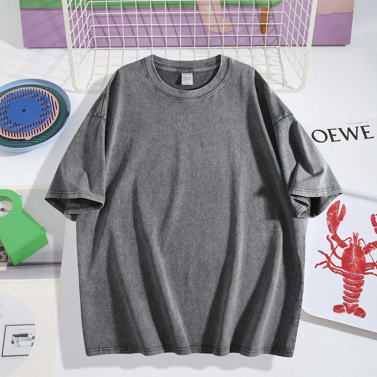 Men's Oversized Round Neck Short Sleeve T-Shirt, Soft Cotton, Casual Streetwear Style