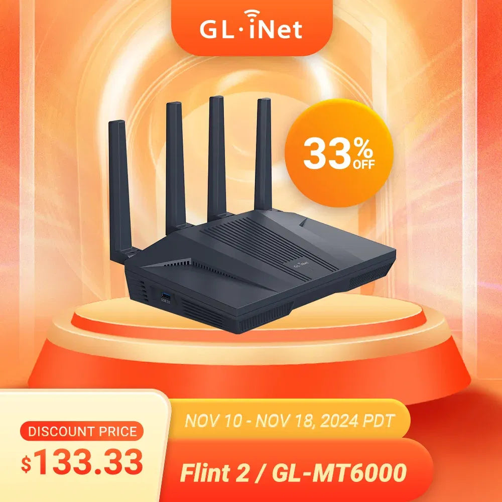 Color: WHITE, Ships From: CHINA - 2025 Flint 2 GL-MT6000 home and office router, 8-Stream Wi-Fi 6 technology,OpenWrt,2.5G Ethernet ports,Parental control