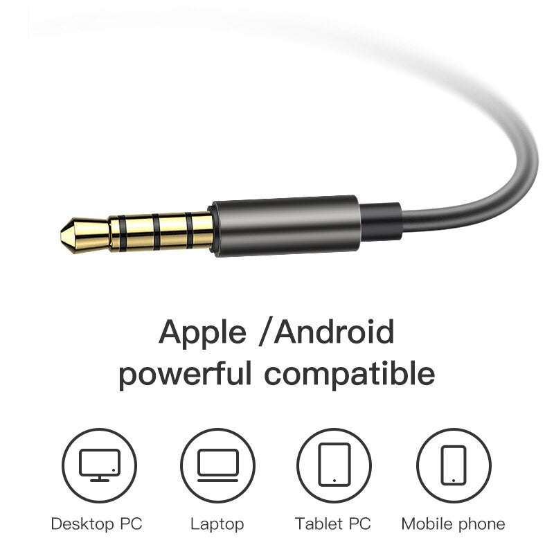 KUULAA Earphones with Microphone Wired Earbuds in Ear Deep Bass 3.5mm Jack for iPhone 6 5 Xiaomi Samsung Huawei Fone De ouvido