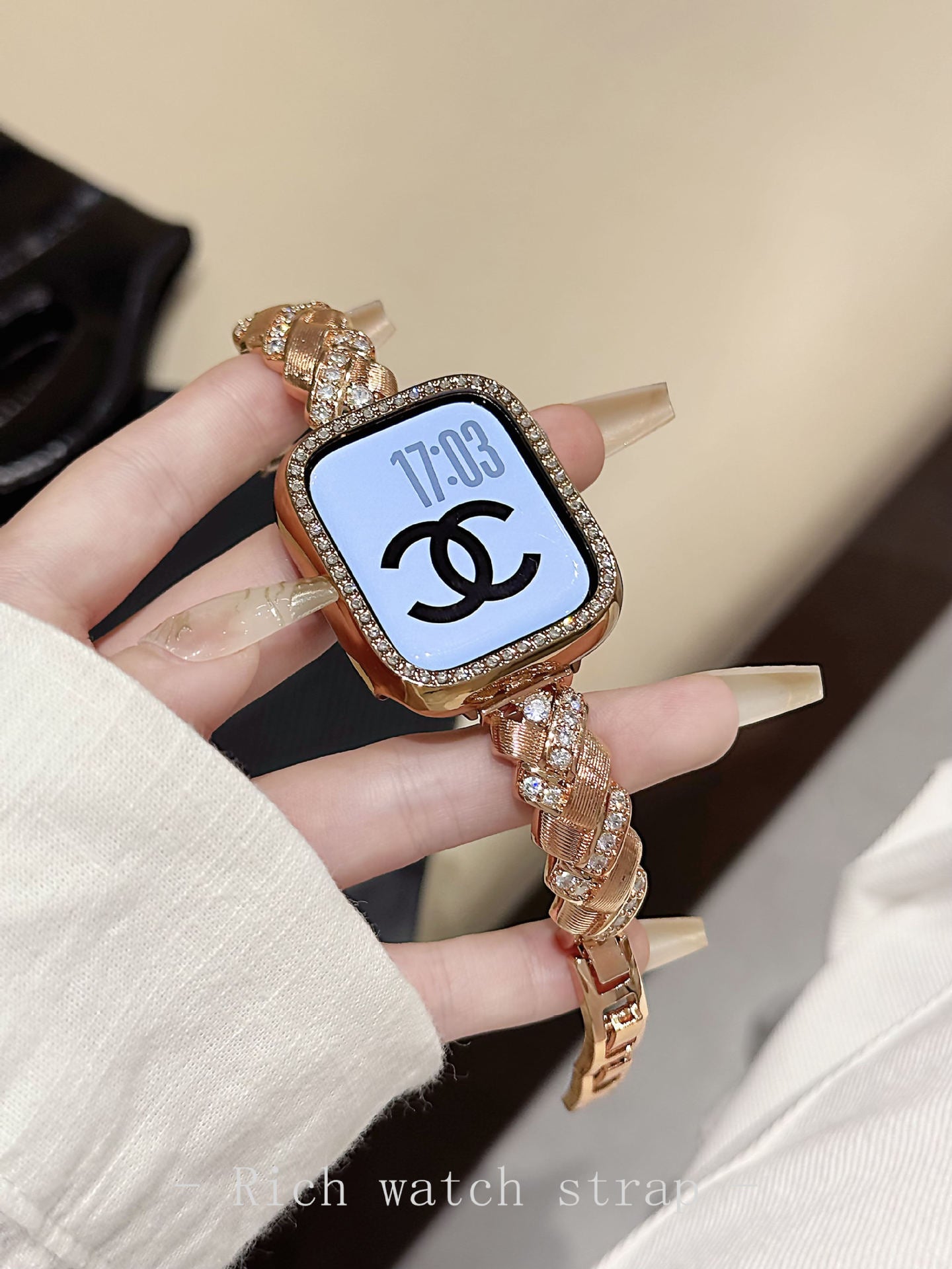 Wheat Spike Diamond-Encrusted Metal Starlight Watch Band for Apple Watch Female