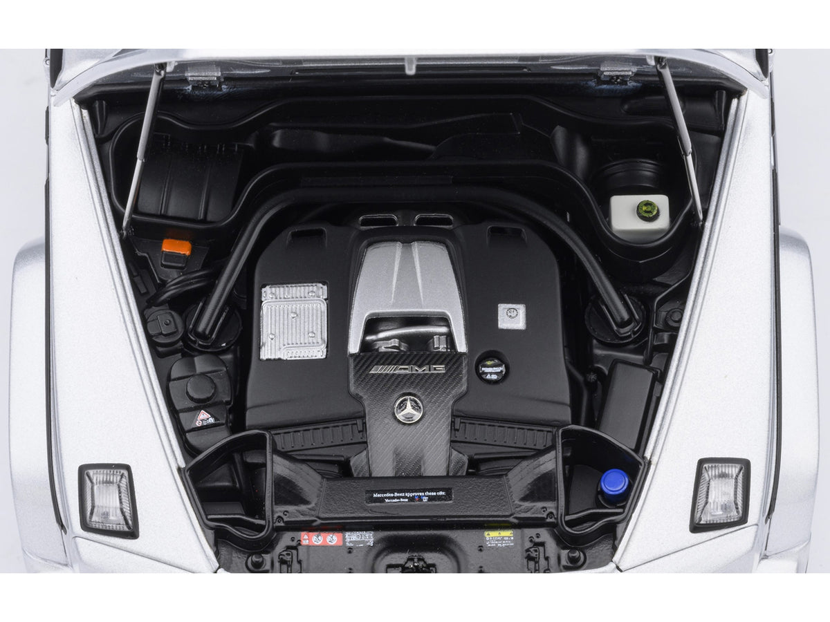 2019 Mercedes-Benz AMG G63 model car in iridium silver metallic by Autoart, detailed 1/18 scale Mercedes-Benz model.