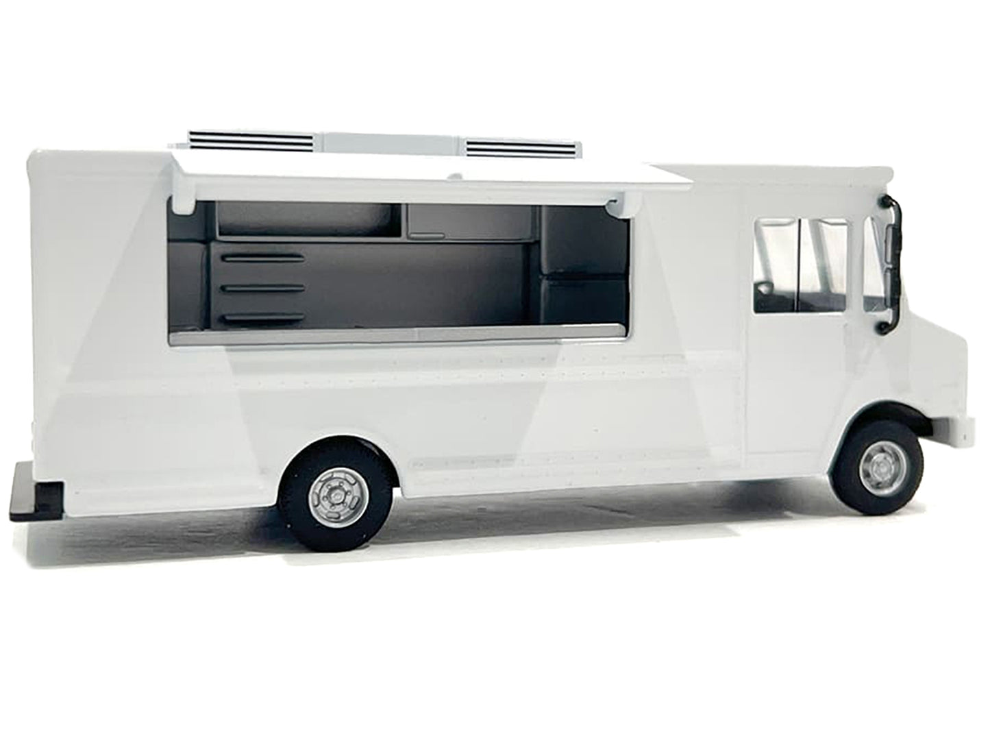 White food truck diecast model with graphics by American Diorama, 1/64 scale, detailed miniature for collectors or displays.