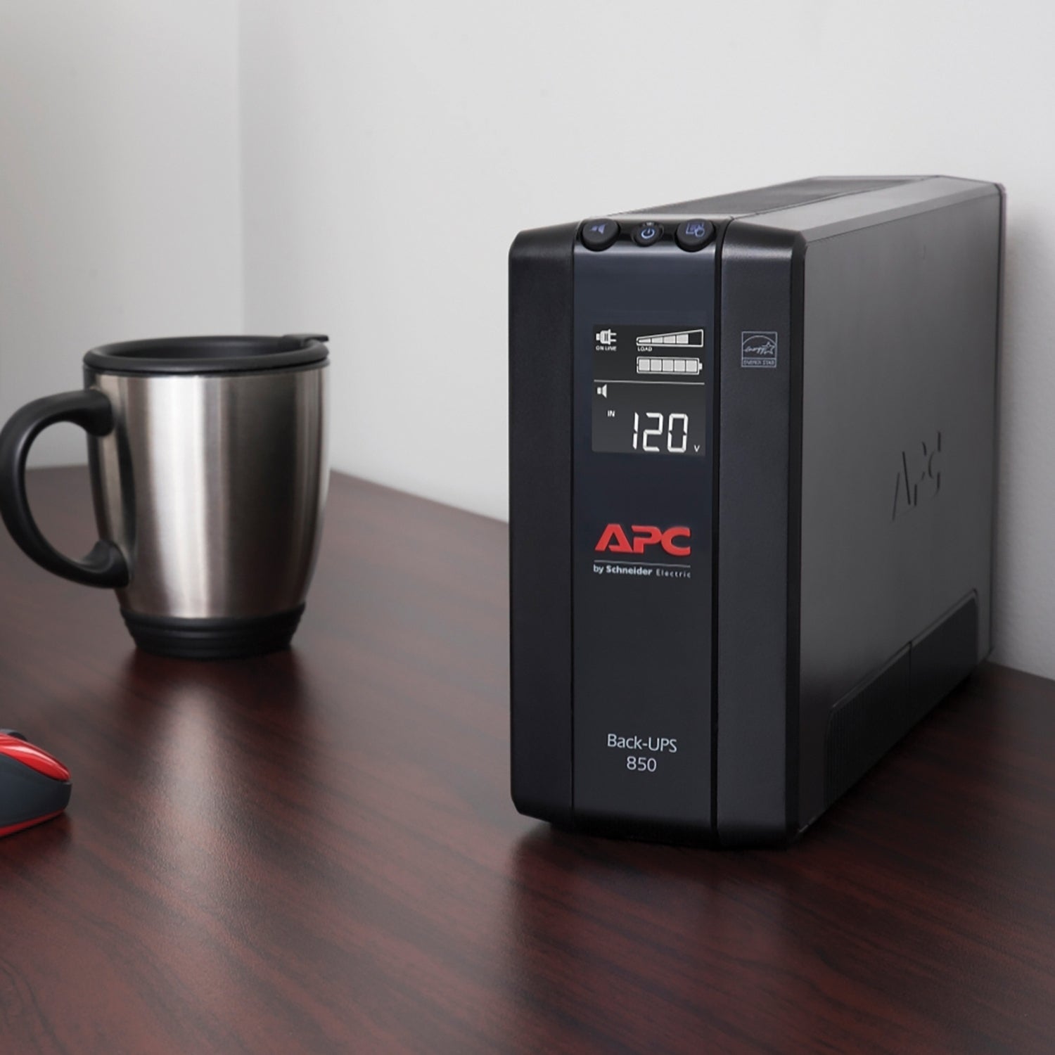 APC Back-UPS Pro 8-outlet battery backup and surge protector for computers and electronics, compact design, 510-watt capacity
