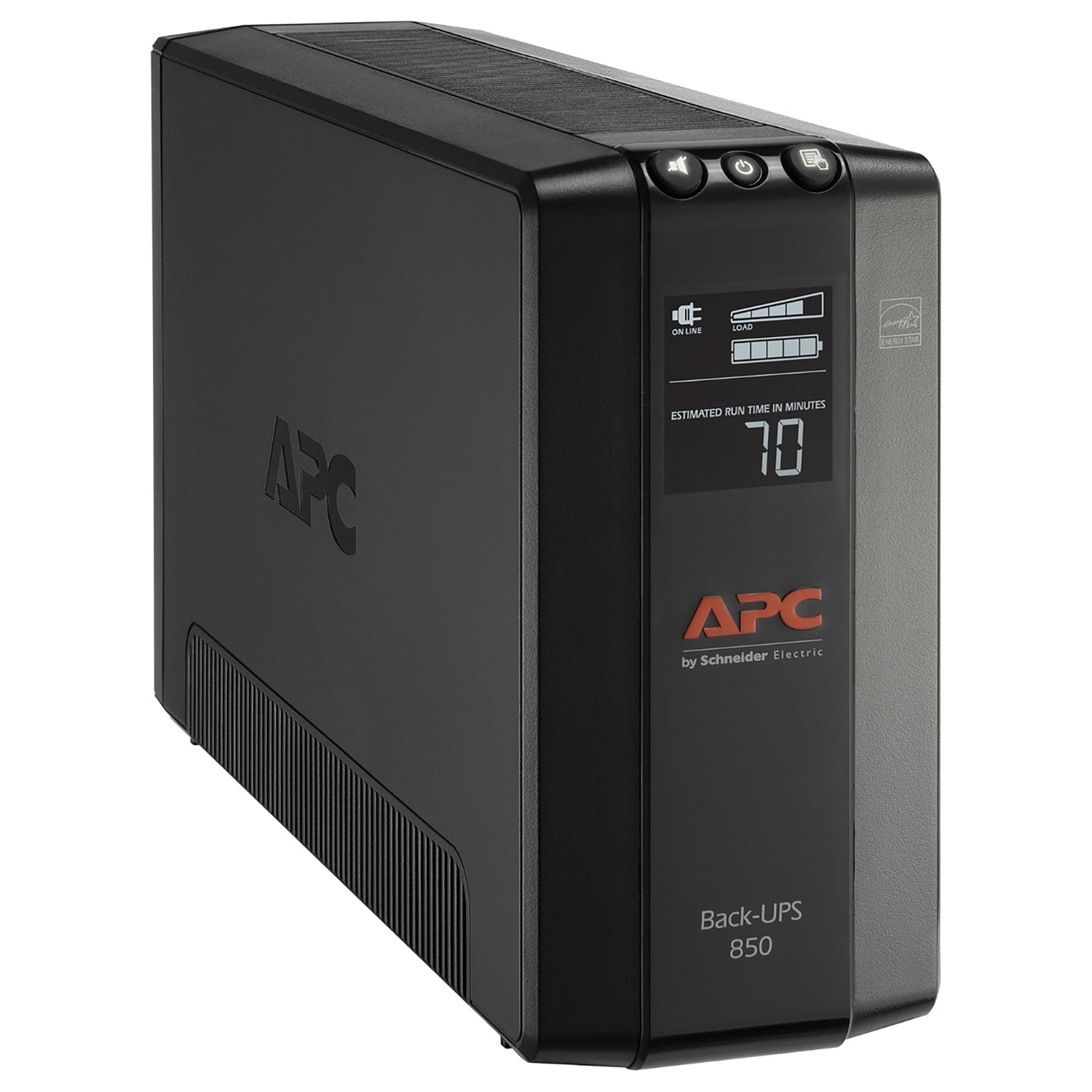 APC Back-UPS Pro 8-outlet compact battery backup and surge protector, 510W, for home or office power protection.