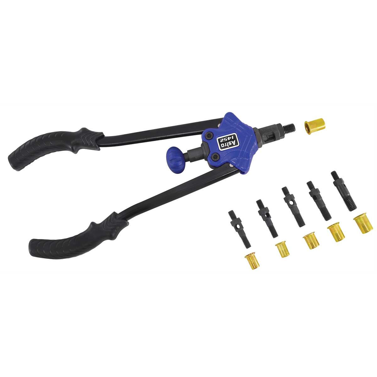 Astro Pneumatic XL nut and thread setting hand riveter kit with 1/2 inch capacity for riveting applications.