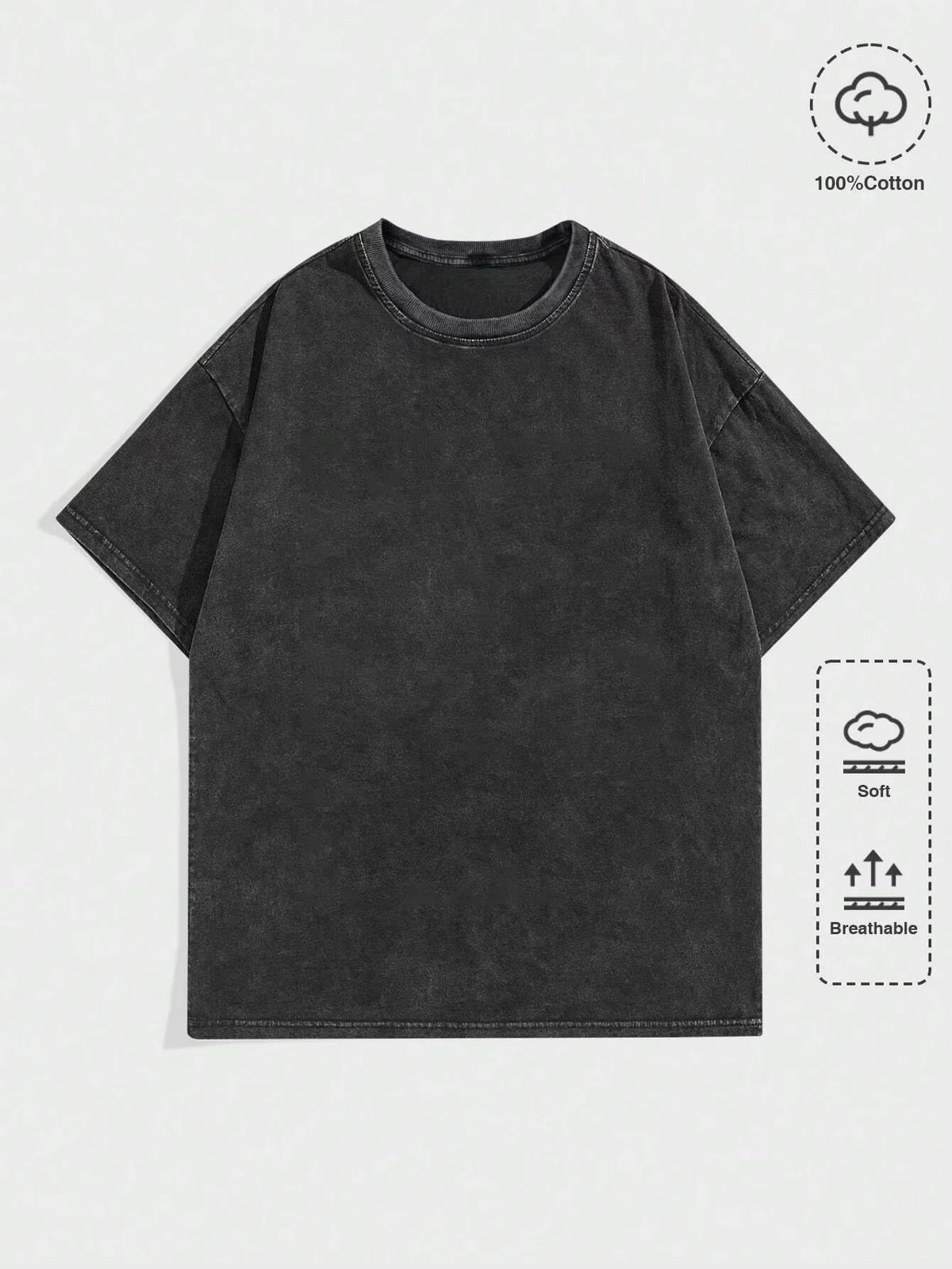 Men's Oversized Round Neck Short Sleeve T-Shirt, Soft Cotton, Casual Streetwear Style