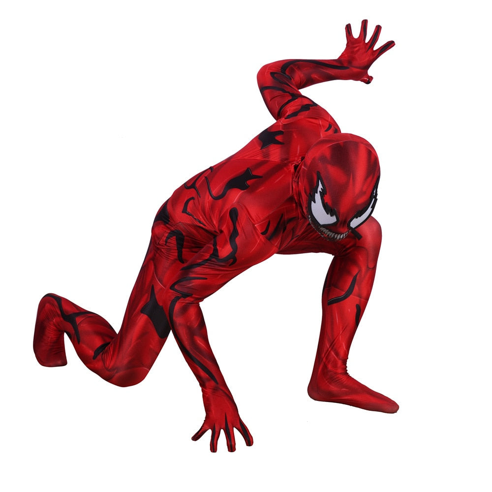 Unisex Adult Kids Carnage Cletus Kasady Super Villain Cosplay Costume Zentai Bodysuit Suit Jumpsuits Halloween