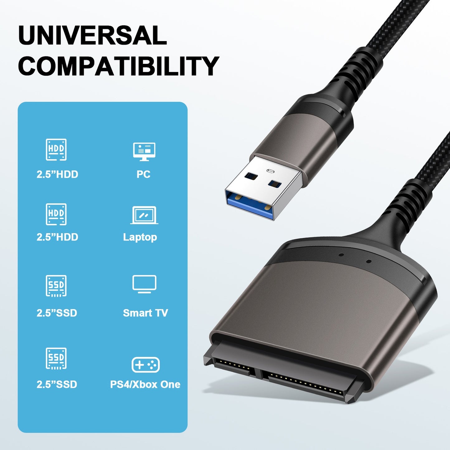 USB 3.0 to SATA Easy Drive Cable Serial Hard Disk 2.5-inch Mobile Hard Disk Adapter Cable USB Aluminum Alloy Shell