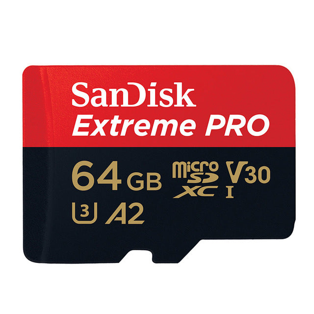 SanDisk Extreme Pro micro SD card with SD adapter, 64GB or 128GB capacity, high-speed A2 V30 U3 memory card for cameras