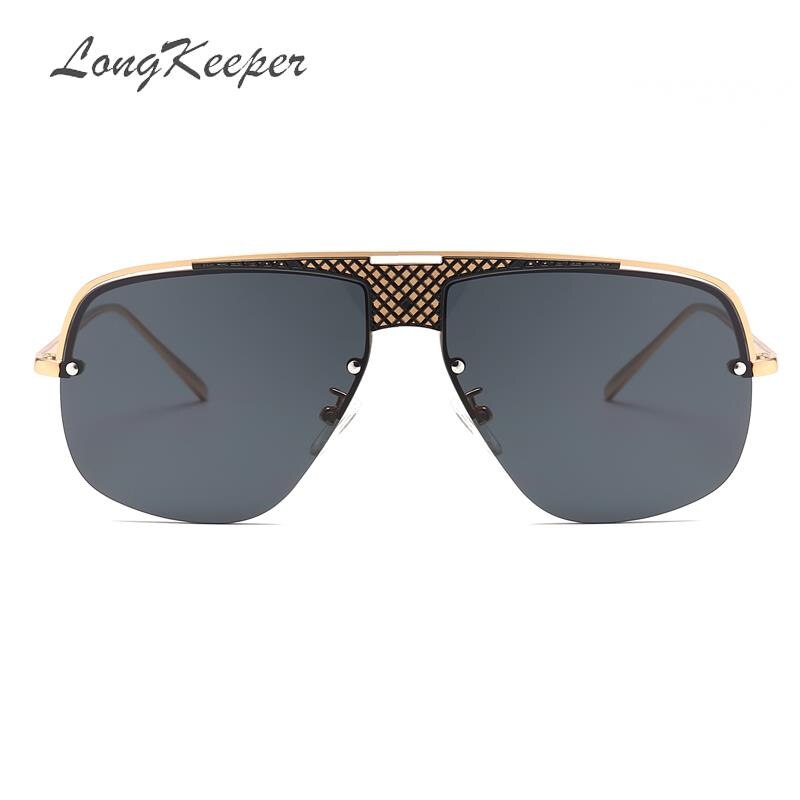 Hot Sale Irregular Mirror Sunglasses Men Half Metal Frame Sun Glasses Women Rimless UV400 Driving Gafas de sol Male