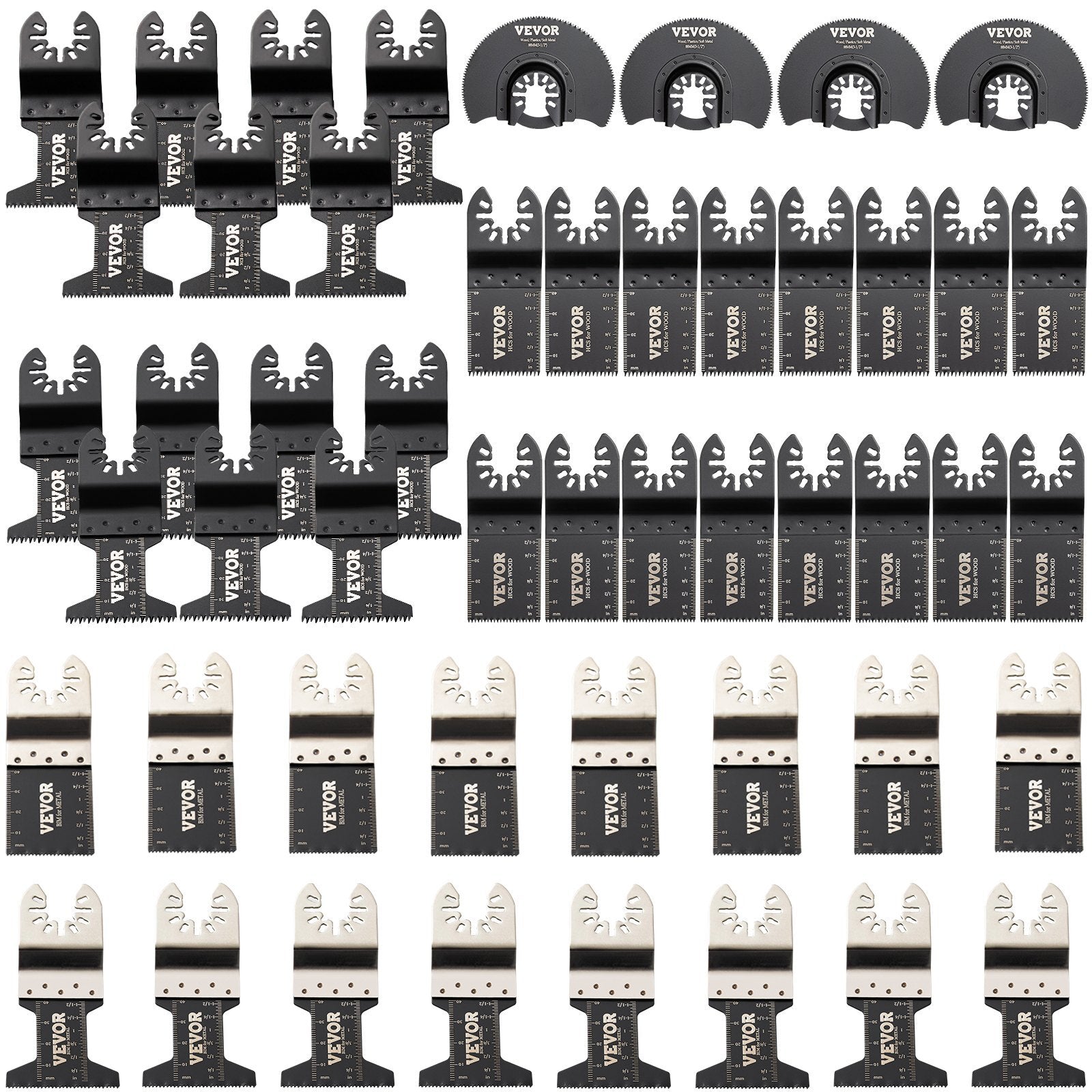 50 PCS Oscillating Saw Blades, Quick Release Multitool Blades Kit, HCS Tool Blades for Wood Plastic Metal Nails Bolts, Compatible with Dewalt Dremel Fein Worx Bosch Makita Milwaukee - American Smart
