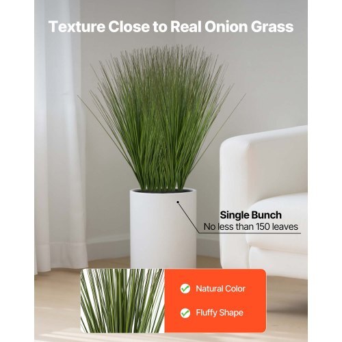 Artificial Grass Plant, 27 inch Faux Onion Grass Fake Greenery Shrubs Plant, Premium PVC for Indoor Outdoor House Home Garden Office Room Dcor, Housewarming, 8 Pack Green - American Smart