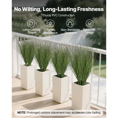 Artificial Grass Plant, 27 inch Faux Onion Grass Fake Greenery Shrubs Plant, Premium PVC for Indoor Outdoor House Home Garden Office Room Dcor, Housewarming, 8 Pack Green - American Smart