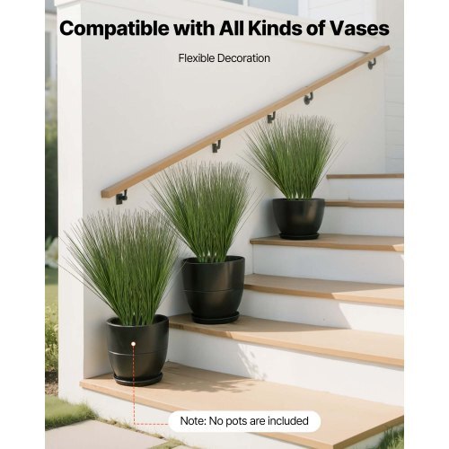 Artificial Grass Plant, 27 inch Faux Onion Grass Fake Greenery Shrubs Plant, Premium PVC for Indoor Outdoor House Home Garden Office Room Dcor, Housewarming, 8 Pack Green - American Smart