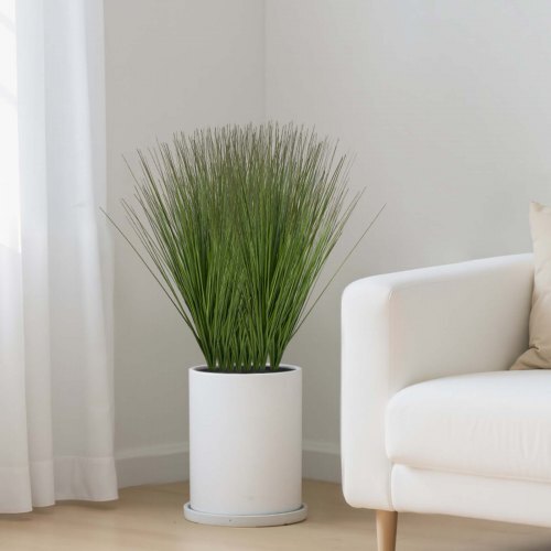 Artificial Grass Plant, 27 inch Faux Onion Grass Fake Greenery Shrubs Plant, Premium PVC for Indoor Outdoor House Home Garden Office Room Dcor, Housewarming, 8 Pack Green - American Smart