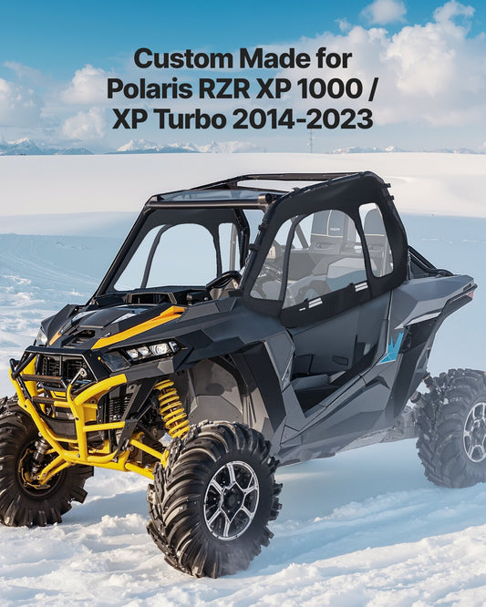 Cab Enclosure Upper Doors, Compatible with Polaris RZR XP 1000/XP Turbo 2014-2023, Soft Upper Doors, Windproof Upgraded Zipper UTV Soft Side Window Kit, Work with Side Mirrors and Windshields