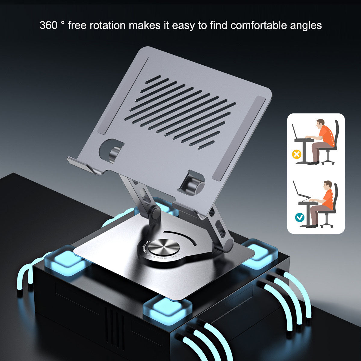 Dual arm support tablet stand with infinite adjustment, rotation, folding, heat dissipation, gaming phone stand