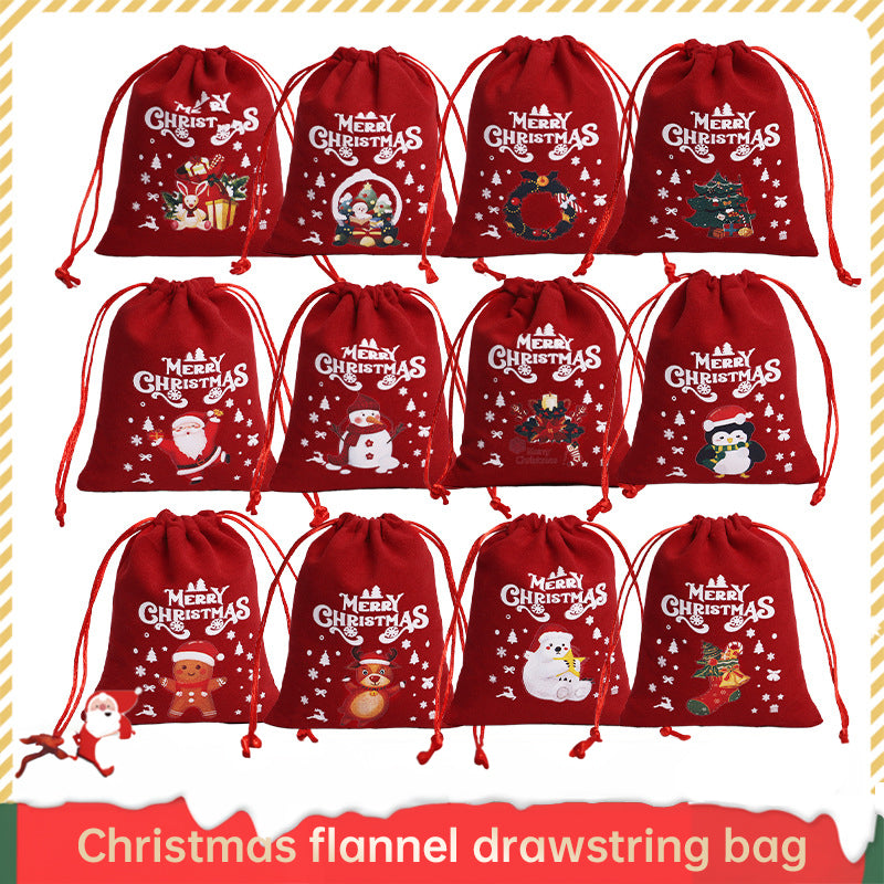 Christmas Gift Velvet/linen Drawstring Bags Bracelet Jewelry Candy Packaging Bags