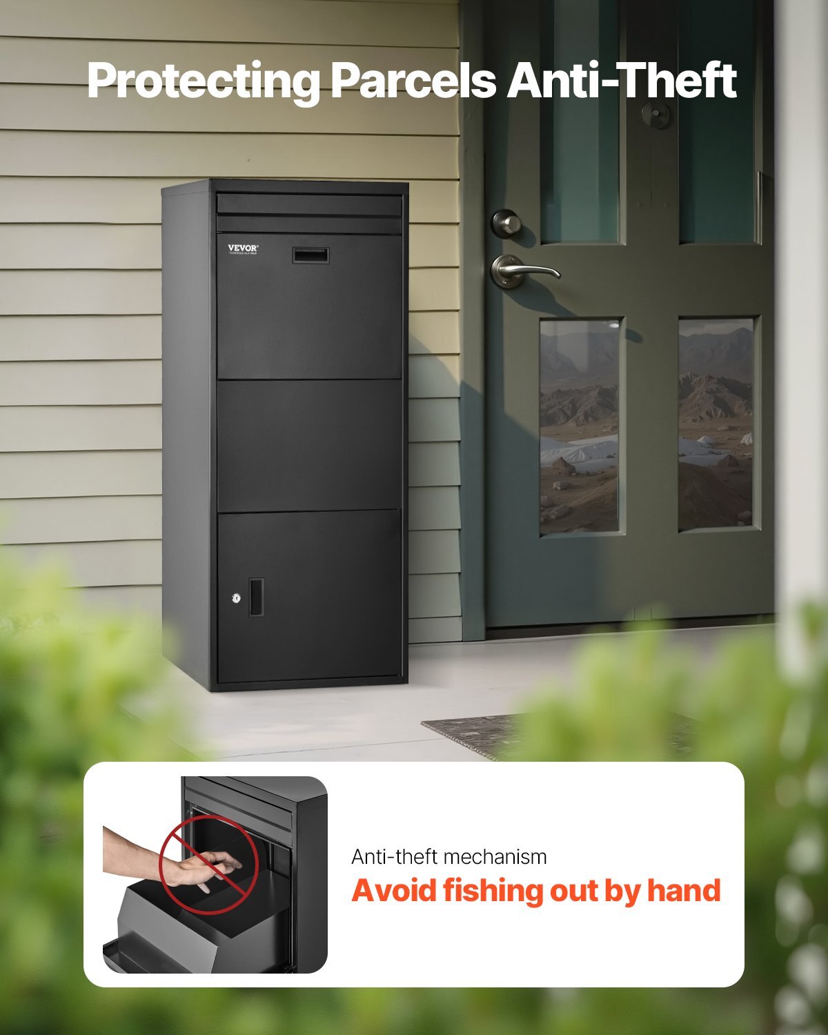 Package Delivery Boxes for Outside, 47.2 in Mailbox for Parcel with Lock, Galvanized Steel Package Drop Box with Anti-Theft Design, Weather-Resistant Package Mailbox for Home and Office, Black - American Smart