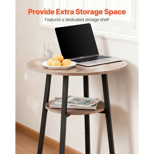 Bar Table, 3PCS 23.5 Bars Tables Set, Bar Tables and Chair Set with Rounded Corner Design, Round Pub Table with Two Stools for Office Desk, Breakfast Corner, Mini Bars, Light Gray, Black - American Smart