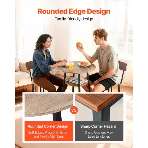 Bar Table, 3PCS 23.5 Bars Tables Set, Bar Tables and Chair Set with Rounded Corner Design, Round Pub Table with Two Stools for Office Desk, Breakfast Corner, Mini Bars, Light Gray, Black - American Smart