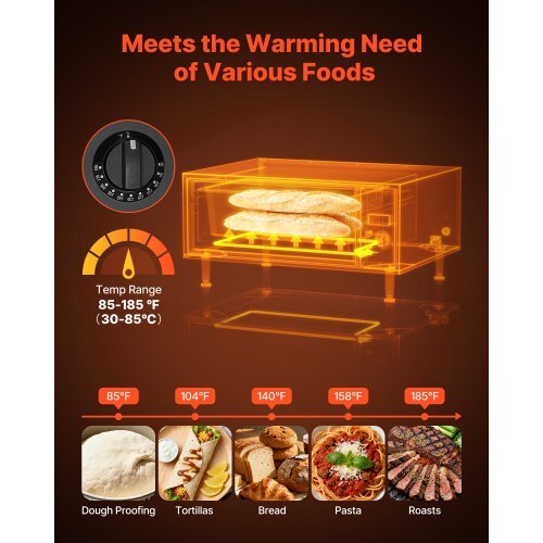 Commercial Electric Drawer Warmer, Single-Drawer Stainless Steel Food Warmer, Freestanding Standard Warming Drawer Cabinet, 85F185F Wide Temperature Range, for Restaurant, Hotel & Bakery