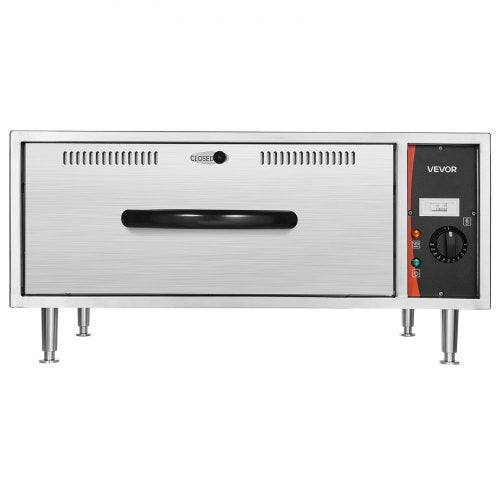 Commercial Electric Drawer Warmer, Single-Drawer Stainless Steel Food Warmer, Freestanding Standard Warming Drawer Cabinet, 85F185F Wide Temperature Range, for Restaurant, Hotel & Bakery