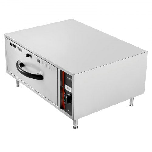 Commercial Electric Drawer Warmer, Single-Drawer Stainless Steel Food Warmer, Freestanding Standard Warming Drawer Cabinet, 85F185F Wide Temperature Range, for Restaurant, Hotel & Bakery