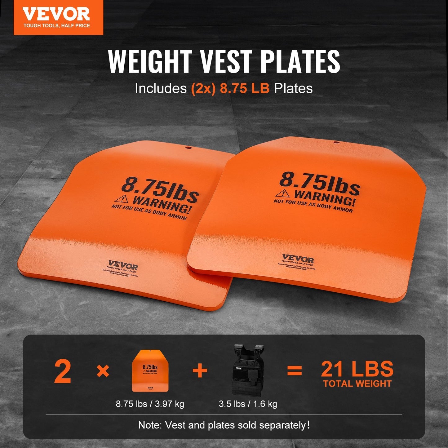 Curved Weight Vest Plates, 8.75 LB Pairs, Premium Steel Weighted plates, Contoured Ergonomic Fit  WODs, Additional Weight for Weight Vests, for Strength Training, Running, Heavy Workouts - American Smart