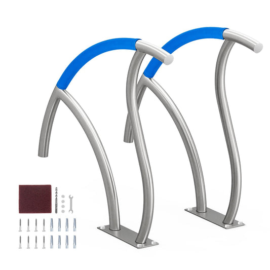 Pool Handrail, 2 PCS 30x30 in Pool Railing, Stainless Steel with Base Plate for Indoor/Outdoor Pools,Swimming Pool Safety Railing for Decks,Rust-Proof Grab Bar w/ Grip Cover&Accessories for Spas - American Smart
