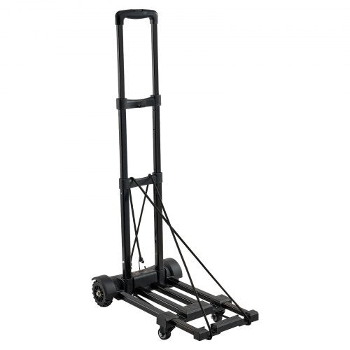 Folding Hand Truck, 290 lbs Load Capacity, Collapsible Luggage Cart with 4 Wheels, 2 Elastic Ropes & Expandable Base, Utility Dolly Platform Cart for Airport Travel Luggage Office Moving, Black - American Smart