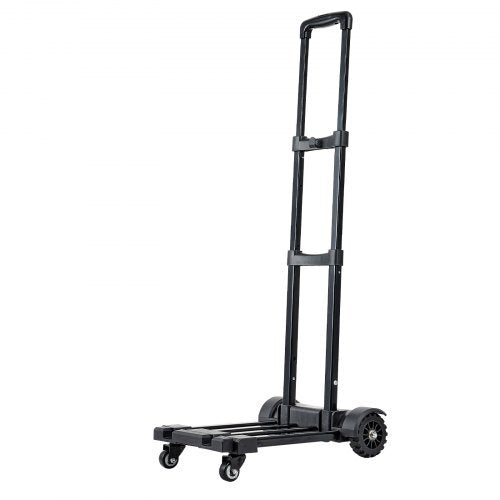 Folding Hand Truck, 290 lbs Load Capacity, Collapsible Luggage Cart with 4 Wheels, 2 Elastic Ropes & Expandable Base, Utility Dolly Platform Cart for Airport Travel Luggage Office Moving, Black - American Smart
