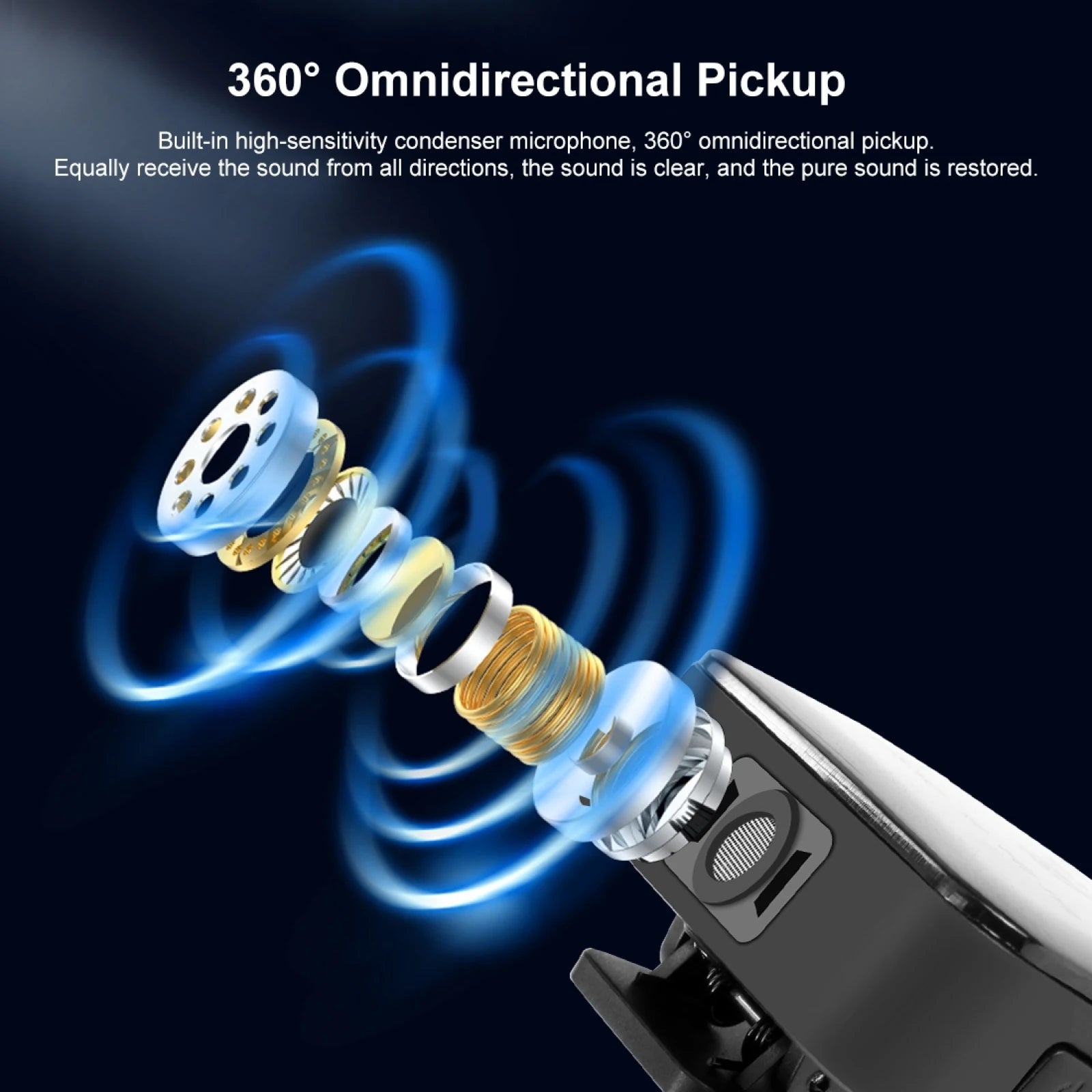 Eprolo wireless lavalier microphone for mobile phones, outdoor live recording, noise reduction, 1-to-2 wireless microphone setup