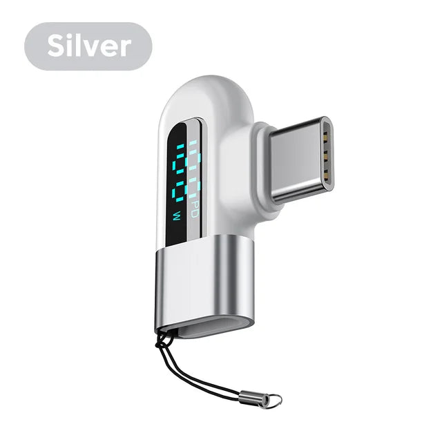 TG adapter 6A intelligent digital display supports 120W fast charging data cable, USB 2.0 port, Type-C adapter