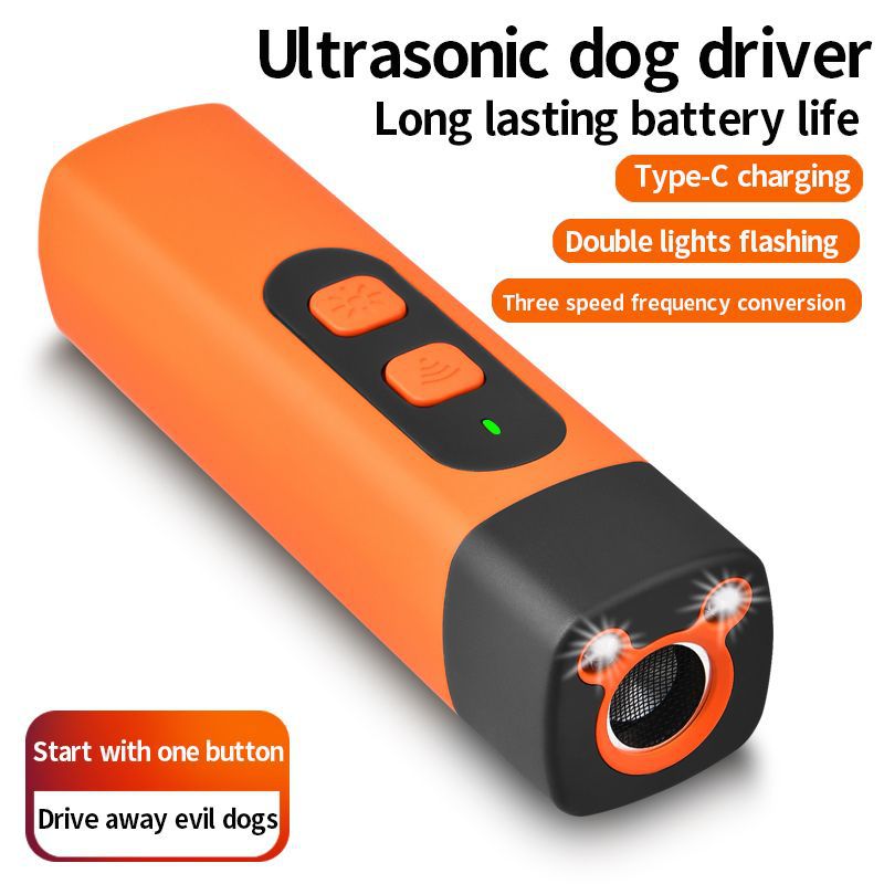 Eprolo 2025 ultrasonic dog repellent and training device with rechargeable battery, LED flashlight, designed to deter barking and train dogs.