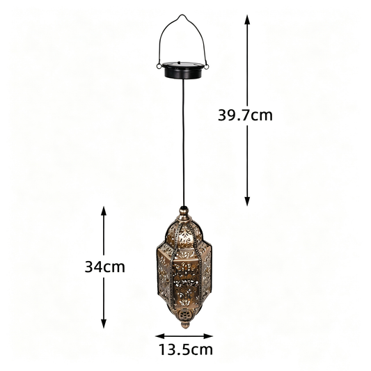 Solar powered iron hollow lantern