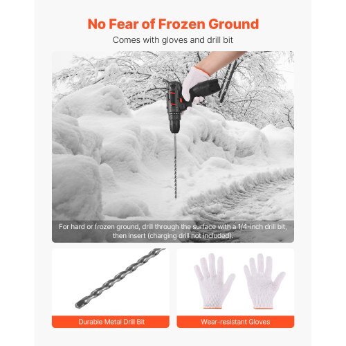 Driveway Markers, 500Pcs 48 in Long 1/4 in Dia, Hi-Visibility Driveway Reflectors with 12 in Steel Drill Bits, Reflective Snow Sticks Fiberglass Pole for Parking Lots, Walkways, Snow Plowing - American Smart