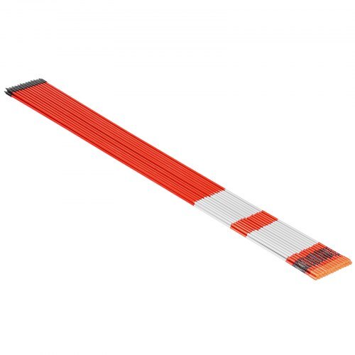 Driveway Markers, 500Pcs 48 in Long 1/4 in Dia, Hi-Visibility Driveway Reflectors with 12 in Steel Drill Bits, Reflective Snow Sticks Fiberglass Pole for Parking Lots, Walkways, Snow Plowing - American Smart