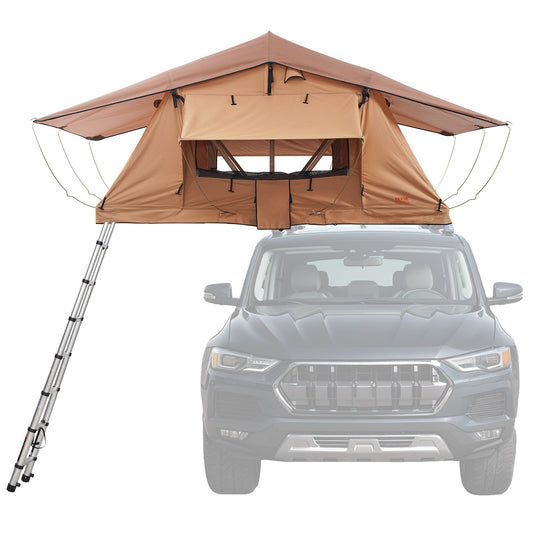 Rooftop Tent Hard Shell, Naturnest Rooftop Tent Hardshell for 2-3 Person, Folding Hard Shell Roof Top Tent with Telescopic Ladder Mattress PVC Cover Bag, Waterproof for Jeep SUV Van Pickup Truck
